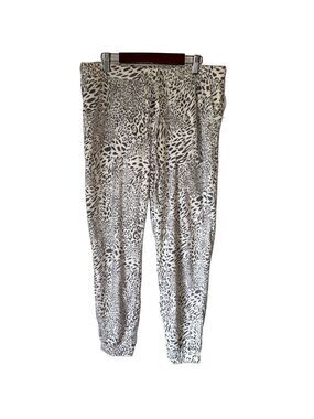 Rae Dunn Cheetah Print Fleece Jogger Pajama Pants With Pockets NWT Size Large